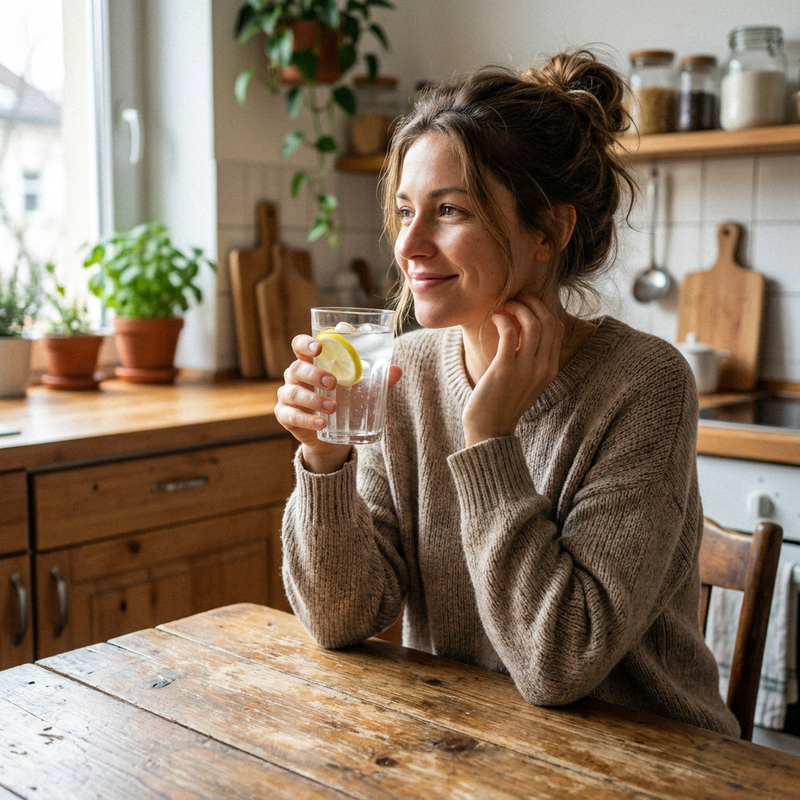 Vrouw tevreden na douche